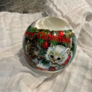 Vintage Kittens 1980 Satin Ball Christmas Ornament